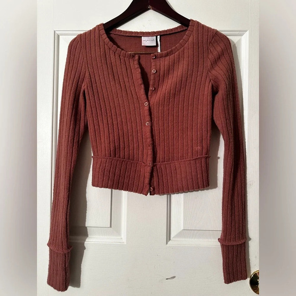 NWT URBAN OUTFITTERS Out From Under Bounce Plush Suki Ribbed Cardigan XS MAUVE - Picture 4 of 13